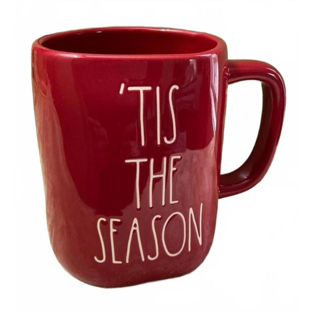 Rae Dunn Tis The Season Red Christmas Coffee Mug Artisan Collection Magenta